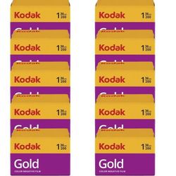 10 Rolls Kodak Gold 200 GB-135 36 Exposure Color Negative 35mm Film