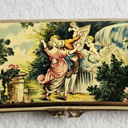 Vintage Stratton Made In England Trinket Jewelry Box Keepsake Courtyard Lovers