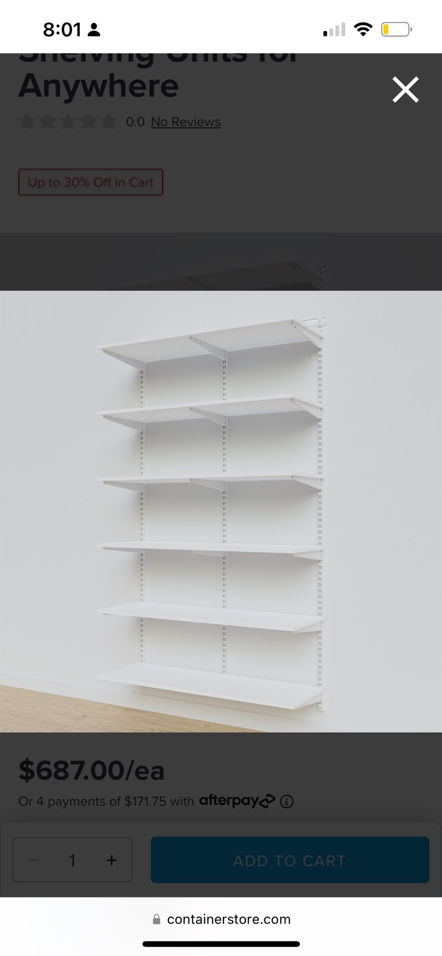 Elfa decor 3’ basic shelving units x2