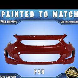  Painted P9R Boston Red Front Bumper Cover for 2014-2017 Hyundai Accent 14-17