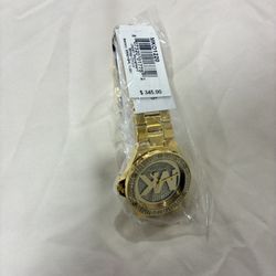Michael Kors Lennox Three-Hand Gold-Tone Stainless Steel Watch