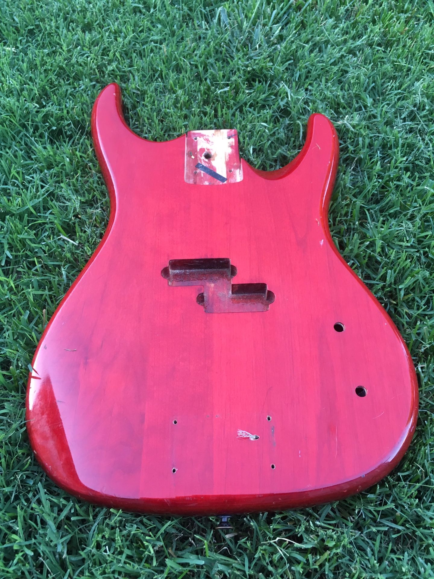 Vintage 4 String Bass Red Guitar Body Tonewood Parts