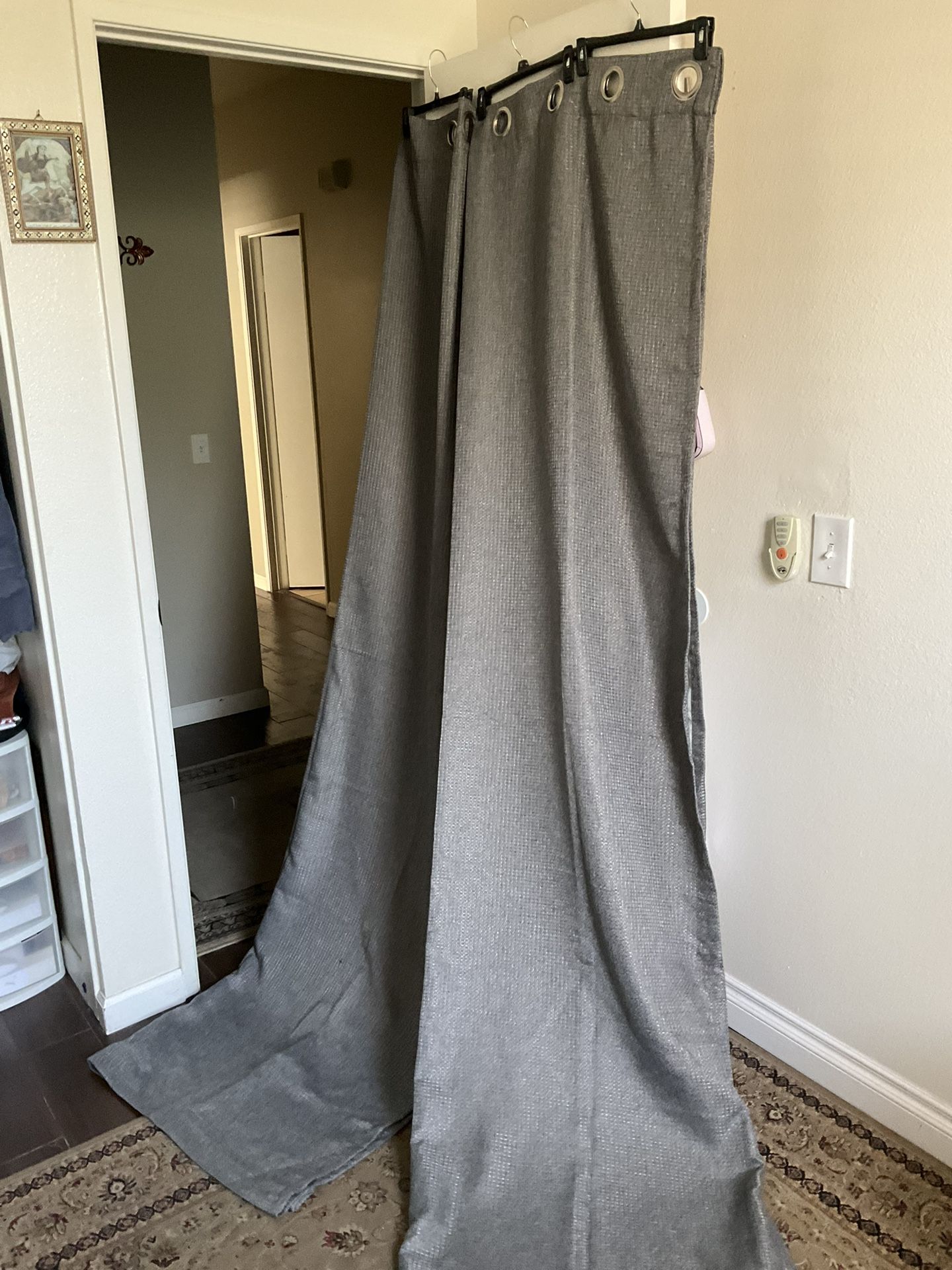 96”tall x 52” width luxury high quality two gray block out heavy panels like new