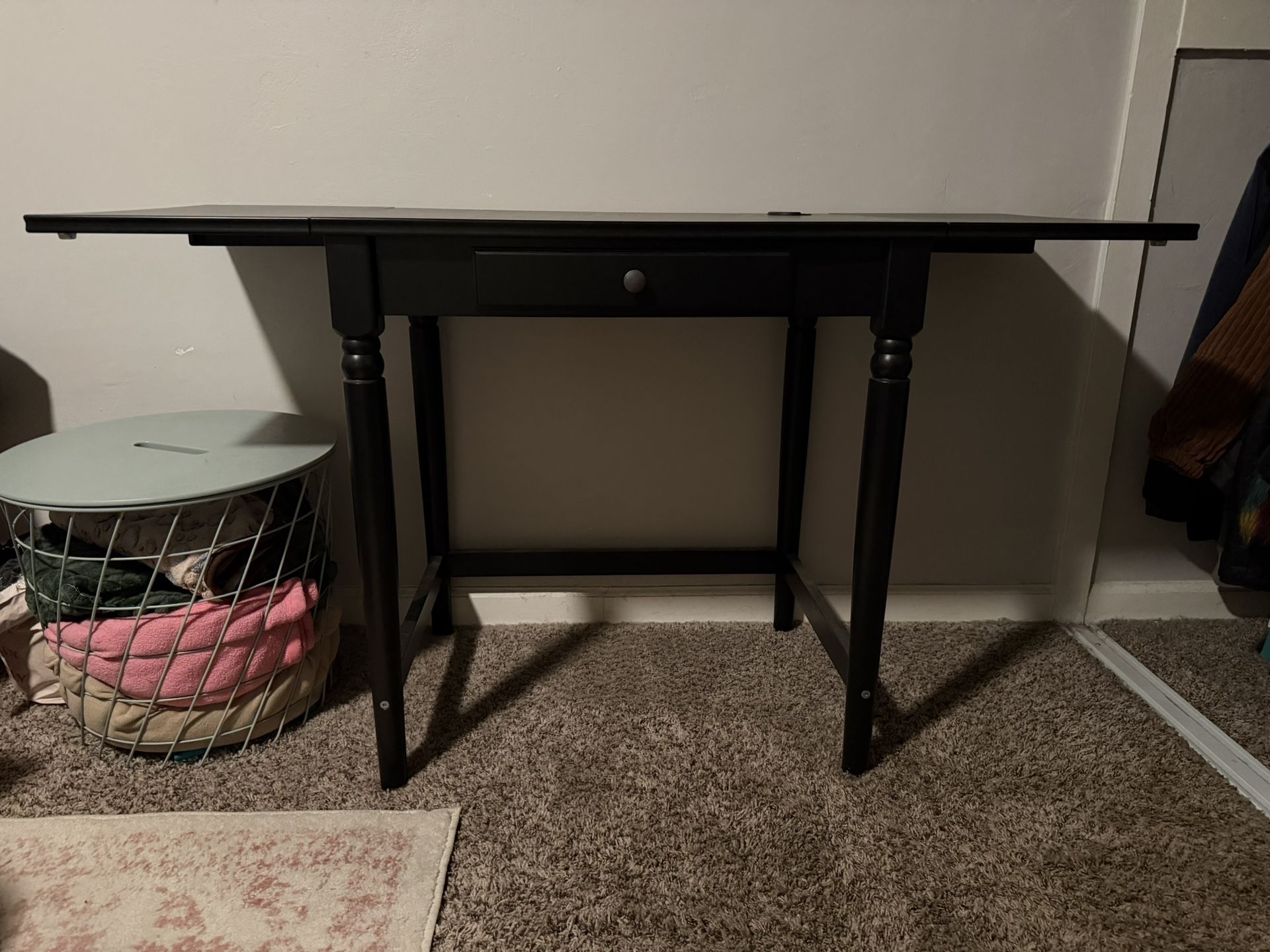 Black Drop-Leaf Desk / Folding Table — Great for Apartment / Small Space (San Diego)