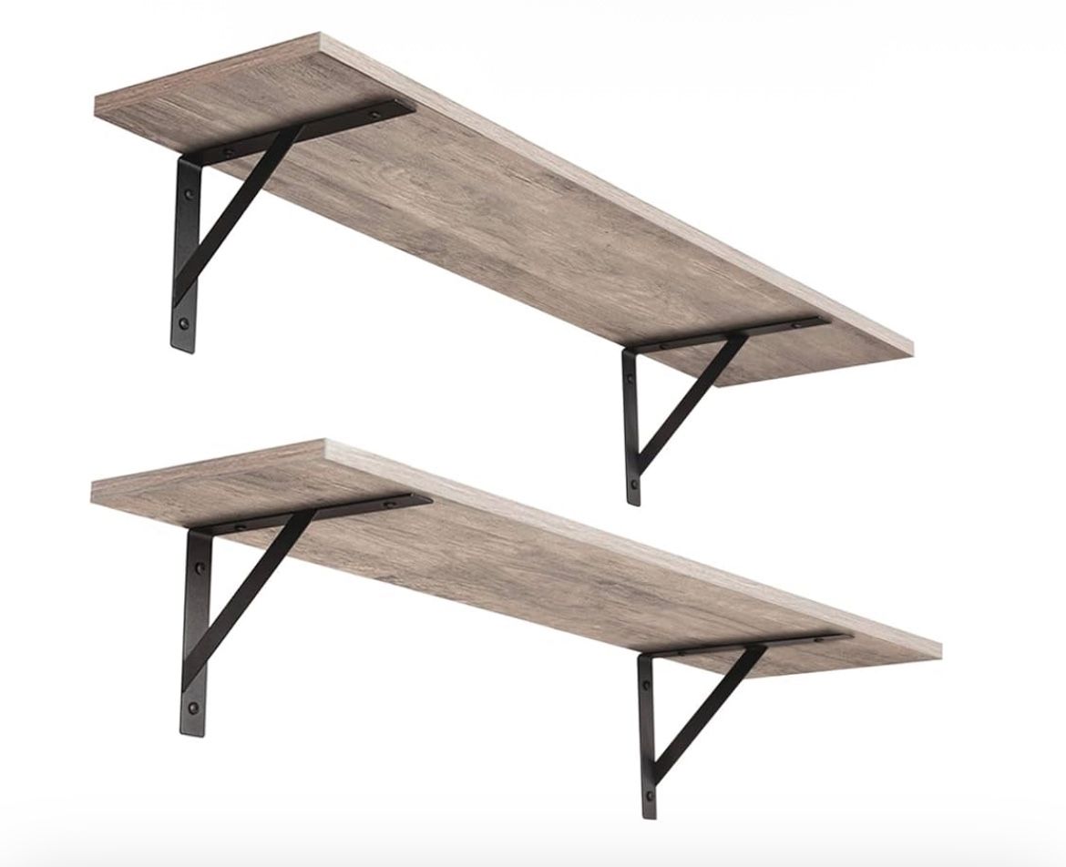 Wall Shelves Floating Shelves Set of 2, 23.6 x 7.9 x 6.0 Inch, Sturdy Metal Brackets