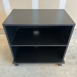 Black Rolling TV Stand Media Console Cart with Adjustable Shelf & Wheels