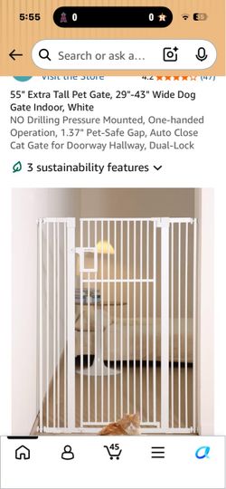 55" Extra Tall black Indoor Pet Gate