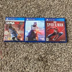 3 PS4 Games Nba2k15 Battlefield V Spider Man 