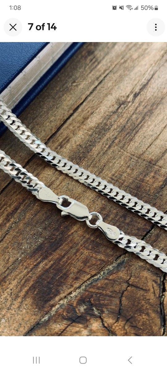 8" Real Solid 925 Sterling Silver Double Cuban Mens Boys Chain Bracelet 4mm
