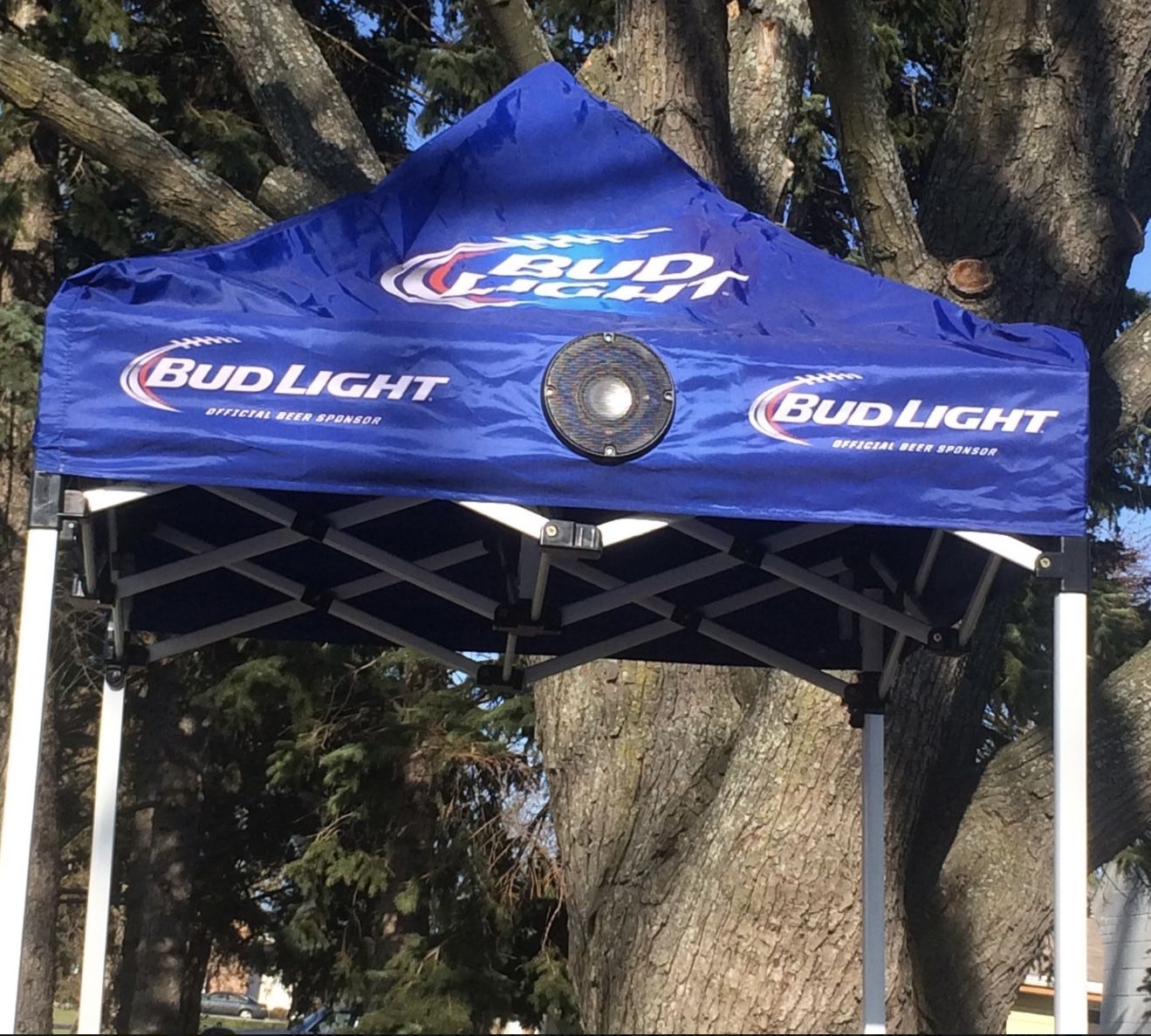 Bud Light Pop Up Canopy Tailgate Tent with Bluetooth Speakers