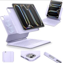 Purple ESR for iPad Pro 13 Inch Case with Keyboard M5/M4 Multi-Mode Magnetic Stand
For Pro 13" 2025/2024, Secure Magnetic Lock Detachable Back