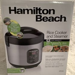 Hamilton Beach Rice Cooker & Steamer 2- 8 Cup Capacity New In box