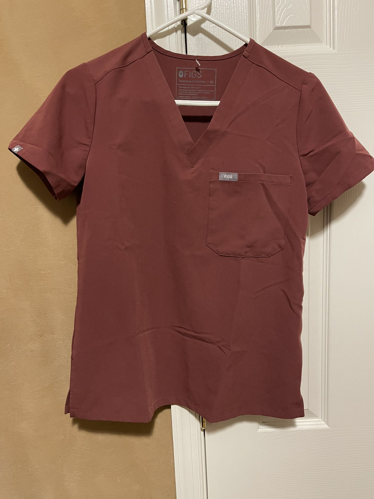 FIGS Technical Collection Maroon V Scrubs Top-XS