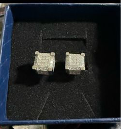 Moissanite 925 Sterling Silver Ice Cube 3D Earrings