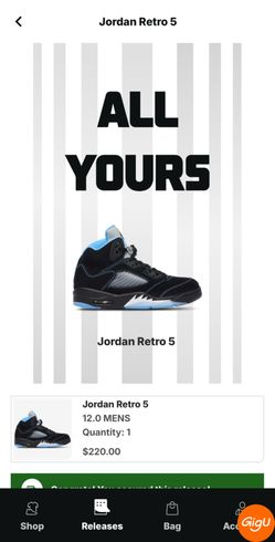 Jordan size 12 pick up tomorrow