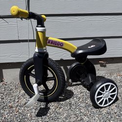 Kriddo 2‑in‑1 Toddler Balance Strider Bike Tricycle – Yellow/Black – Kids 2‑5yr