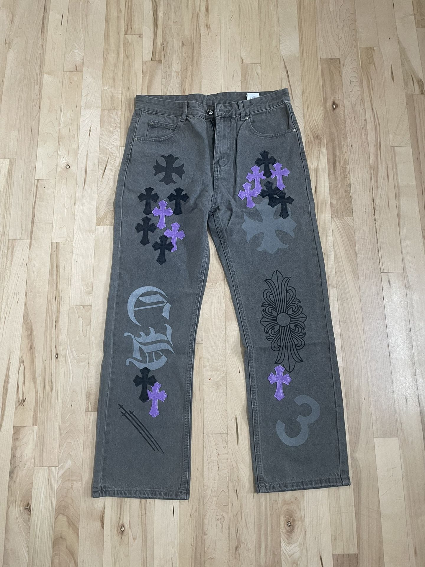 Purple And Black Chrome Hearts Jeans Size 32