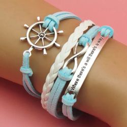 Blue Ahips Wheel Nautical Bracelet 