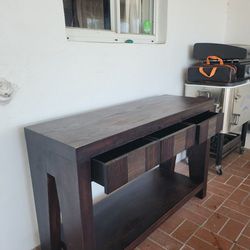Dark espresso sofa table With Drawers