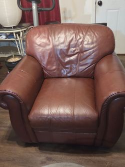 Brown Leather Accent Chair & Sofa Set