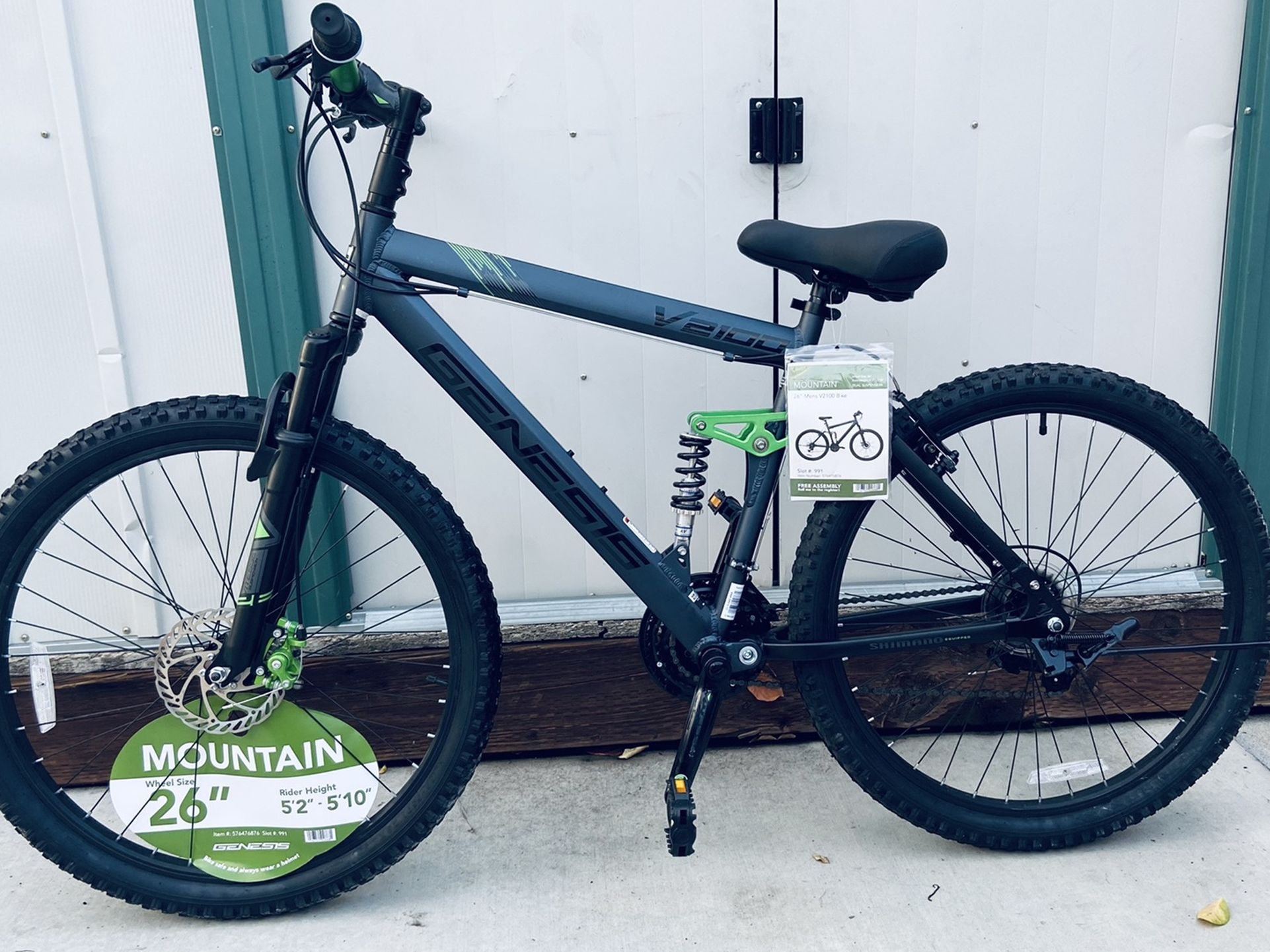 Genesis 26" V2100 Men's Dual Suspension Mountain Bike, Slate Gray