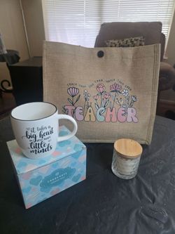 Teacher Gift Set Mug Tote Bag Candle