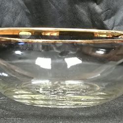 10" Glass Serving Bowl With gold Rim