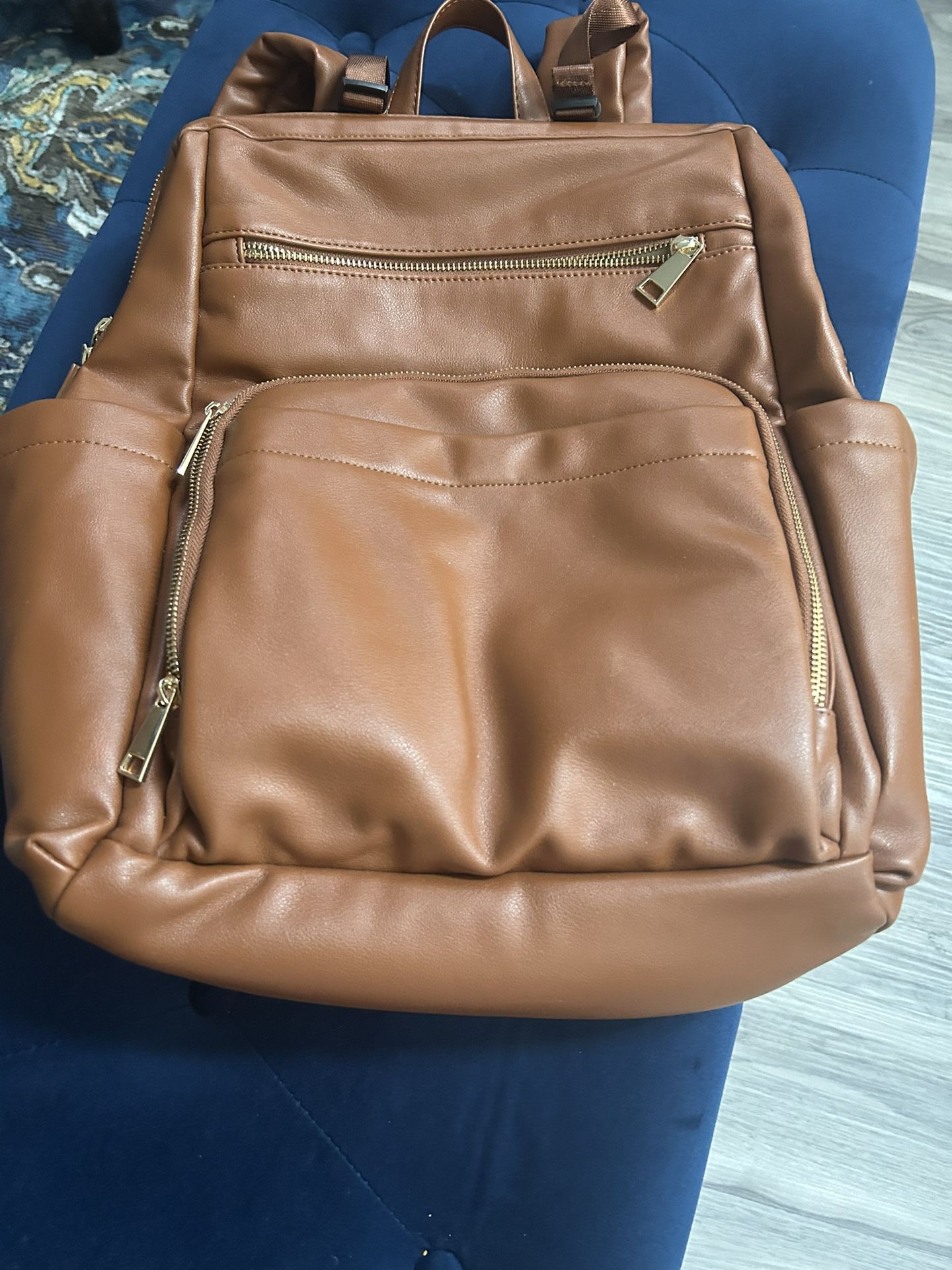 Lightly used Diaper Bag In Tan PU Leather