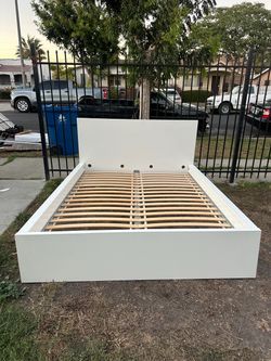 White ikea queen bed frame