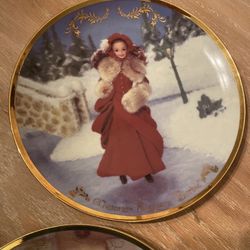 Barbie Christmas Plates Hallmark 2 Vintage 