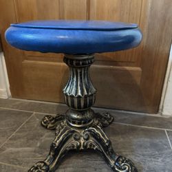 Vintage Blue Upholstered Stool 