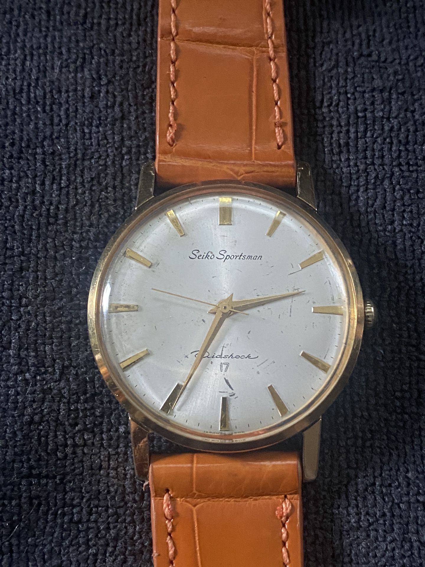 vintage seiko sportsman diashock 17j mechanical watch