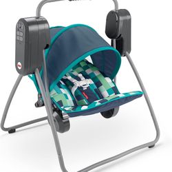 Fisher-Price On-the-Go Swing - Pixel Forest, baby seat with canopy that easily folds for travel