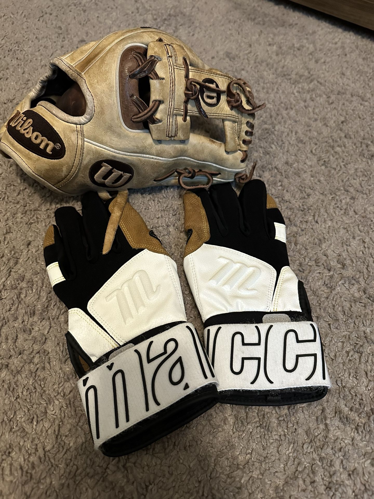 Baseball Glove And Batting Gloves 