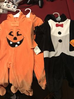 Infant 6/9 Months Pumpkin and Penguin Halloween Costumes