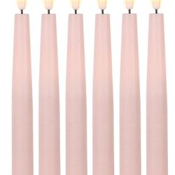 Baby Pink Flameless Flickering Taper Candles 
