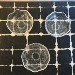 Set of 3 Vintage Floral Glass Dessert Bowls – Scalloped Edge