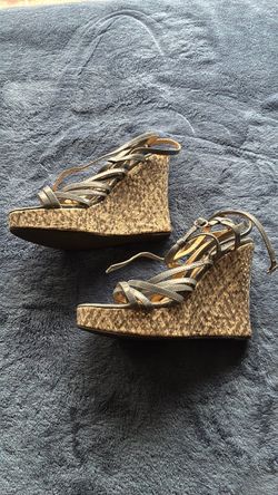 Strappy Wedge Sandals with Woven Platform