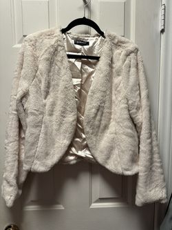 Cropped Jacket for Women's Faux Fur