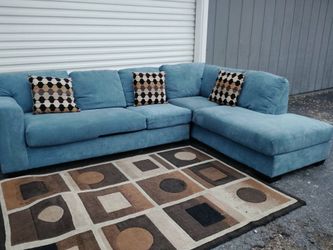 2 Piece Modern Blue Sectional Sofa with Chaise