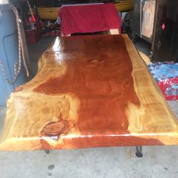 Rustic Live Edge Slab Coffee Table 