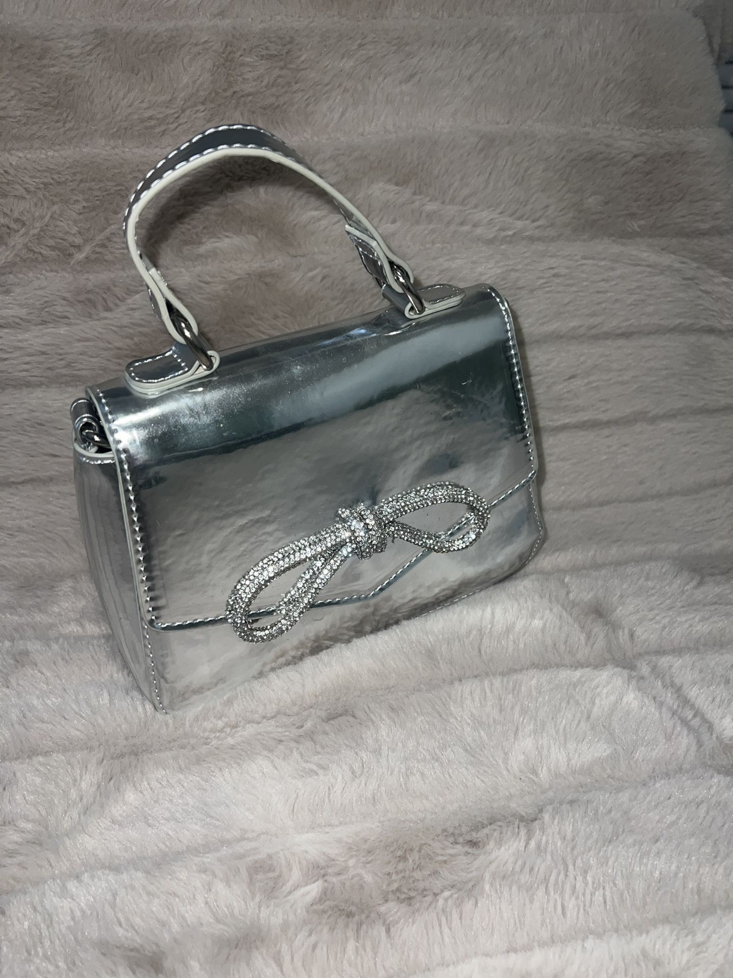 Mini Silver Purse / Bag With Strap