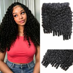 Burmese Curly Bundles Human Hair 16 18 20 Inch 100% Unprocessed Quick Weave Hair Water Wave 3 Bundles 3C4A Deep Curly Weft Wet and Wavy with Spiral Cu