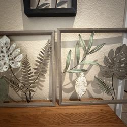 Set Of 2 Metal Leaf Wall Art Decor