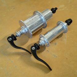 Vintage White Industries 32 Hole Hubs with Vintage Salsa Flip Off Titanium Skewers