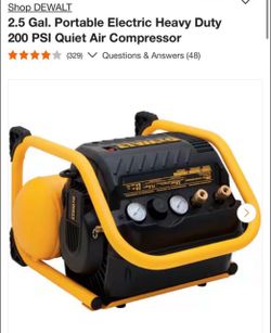 Dewalt 2.5 Gal. Portable Electric Heavy Duty 200 PSI Quiet Air Compressor new