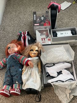 Electronics,figurine, shoe lot