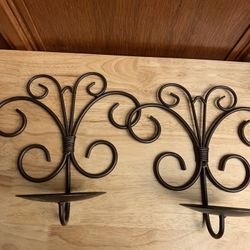 Two Metal Candle Stick Wall Holders
