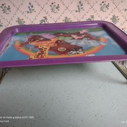 Vintage Kids Child Noah's Ark Lap Tray With Folding Legs