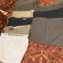 9 Pairs Of Dress Pants 6 Pleated 3 Flat Fronts
